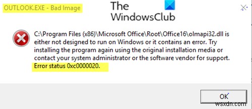 Khắc phục hình ảnh xấu, trạng thái lỗi 0xc0000020 trên Windows 11/10 
