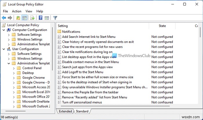 Tinh chỉnh Windows 11/10 thông qua Local Group Policy Editor 