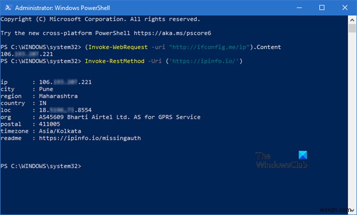 Cách lấy địa chỉ IP công cộng bằng PowerShell trong Windows 10 