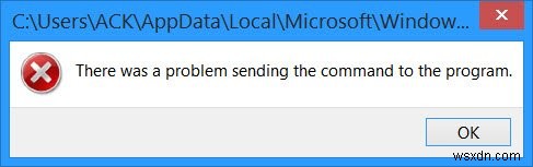 Đã xảy ra sự cố khi gửi lệnh tới chương trình trên Windows 11/10 