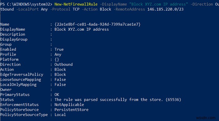 Cách chặn IP hoặc Trang web bằng PowerShell trong Windows 10 