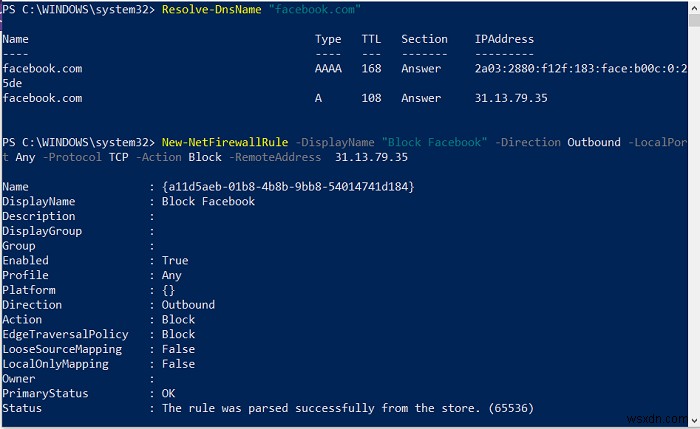 Cách chặn IP hoặc Trang web bằng PowerShell trong Windows 10 