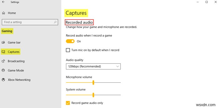 Cài đặt trò chơi trong Windows 10:Quản lý thanh trò chơi, phím tắt, Âm thanh trò chơi, Chất lượng video, Truyền phát, v.v. 