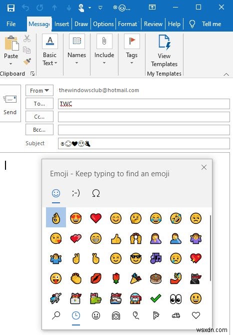 Cách chèn Biểu tượng cảm xúc hoặc Biểu tượng vào Dòng hoặc Nội dung của Chủ đề Email 