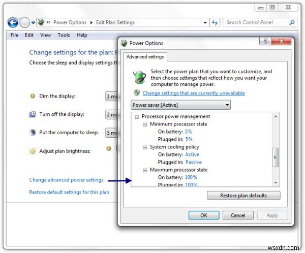 Quản lý mức sử dụng bộ xử lý để quản lý năng lượng tối ưu trong Windows 11/10 