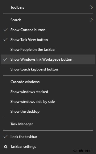 Định cấu hình cài đặt không gian làm việc Pen và Windows Ink trong Windows 10 