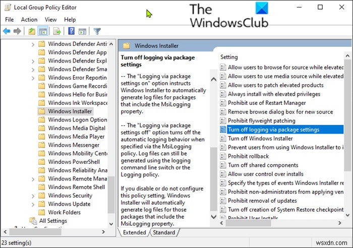 Cách bật tính năng ghi nhật ký Windows Installer trên Windows 10 