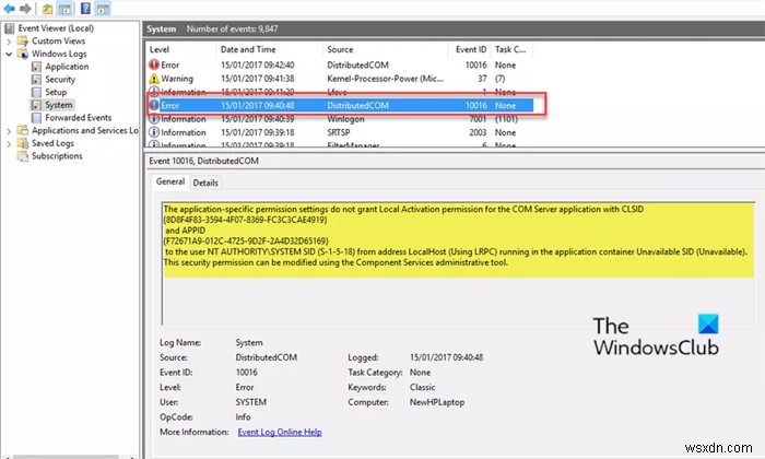 Sửa lỗi DCOM Event ID 10016 trên Windows 10 