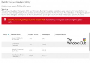 Dell BIOS Update không cài đặt - Không thể phát hiện cài đặt bảo mật của bạn 