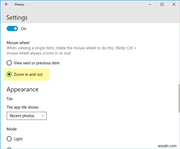 Cách Phóng to hoặc Thu nhỏ bằng Bánh xe chuột trong ứng dụng Ảnh trên Windows 11/10 