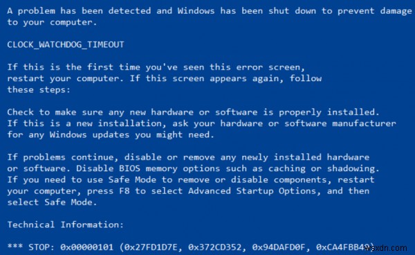 CLOCK_WATCHDOG_TIMEOUT Lỗi màn hình xanh trên Windows 11/10 