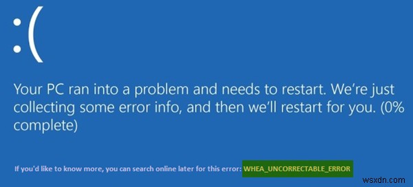 WHEA_UNCORRECTABLE_ERROR, 0x00000124 Màn hình xanh lam trên Windows 11/10 