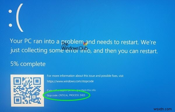 0x000000EF, lỗi CRITICAL PROCESS DIED trong Windows 11/10 