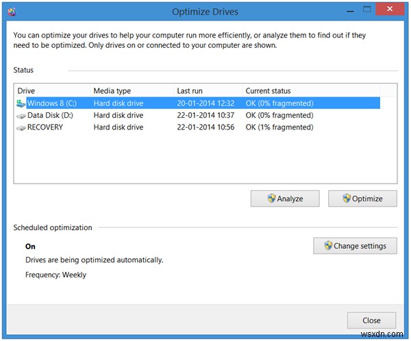 Giải thích về Disk Defragmenter hoặc Optimize Drives Tool trong Windows 11/10 