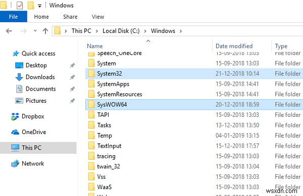Sự khác biệt giữa thư mục System32 và SysWOW64 trong Windows 11/10 