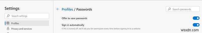 Bật và quản lý mật khẩu &điền biểu mẫu trong trình duyệt Edge trên Windows 10 
