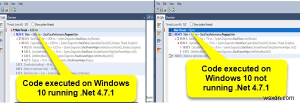 Hiệu suất System.Diagnostics.StackFrame giảm trong Windows 10 