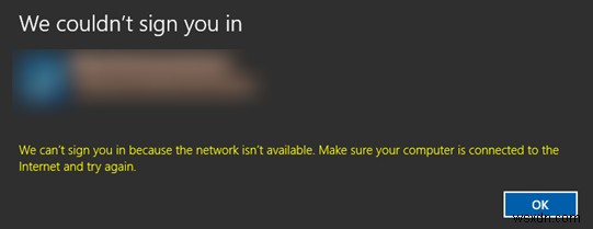 Khắc phục Thông báo lỗi không thể đăng nhập cho bạn trong Windows 11/10 