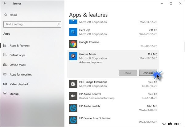 Gỡ cài đặt Groove Music khỏi Windows 10 