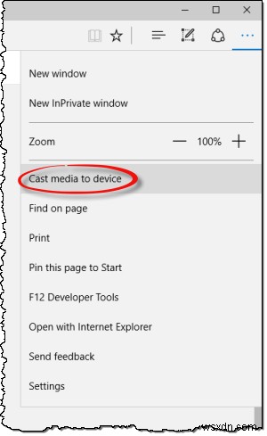 Tắt hoặc bật tính năng Truyền phương tiện tới thiết bị trong trình duyệt Edge trên Windows 10 