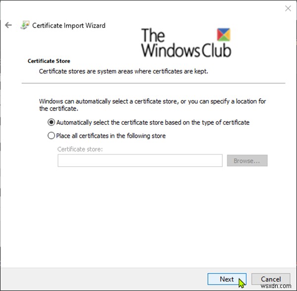 Nhập chứng chỉ và khóa mã hóa tệp EFS (tệp PFX) trong Windows 10 