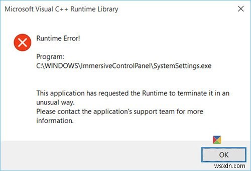 Ứng dụng này đã yêu cầu Runtime chấm dứt nó theo một cách bất thường 