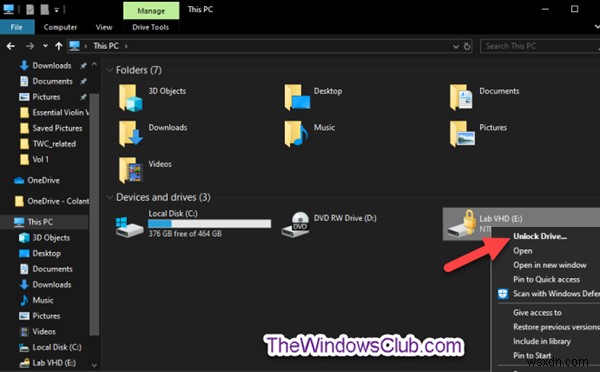Cách tùy chỉnh Menu ngữ cảnh của Ổ đĩa được mã hóa BitLocker trong Windows 10 