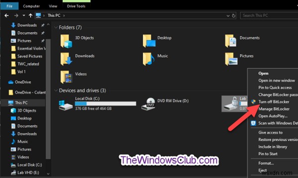 Cách tùy chỉnh Menu ngữ cảnh của Ổ đĩa được mã hóa BitLocker trong Windows 10 