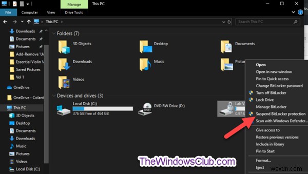 Cách tùy chỉnh Menu ngữ cảnh của Ổ đĩa được mã hóa BitLocker trong Windows 10 