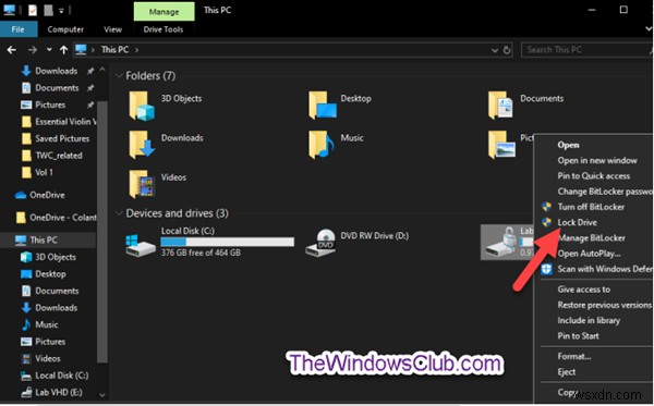 Cách tùy chỉnh Menu ngữ cảnh của Ổ đĩa được mã hóa BitLocker trong Windows 10 