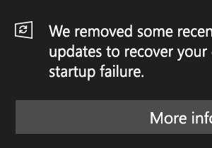 Khởi động không thành công - Chúng tôi đã xóa một số bản cập nhật được cài đặt gần đây 