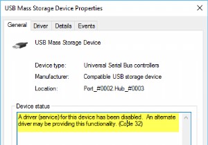 Trình điều khiển (dịch vụ) cho thiết bị này đã bị tắt (Mã 32) 
