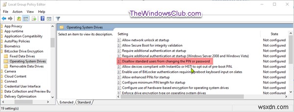 Cách không cho phép người dùng chuẩn thay đổi mã PIN / mật khẩu BitLocker trong Windows 10 