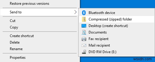 Thư mục nén (nén) bị thiếu trong menu Gửi tới trong Windows 10 