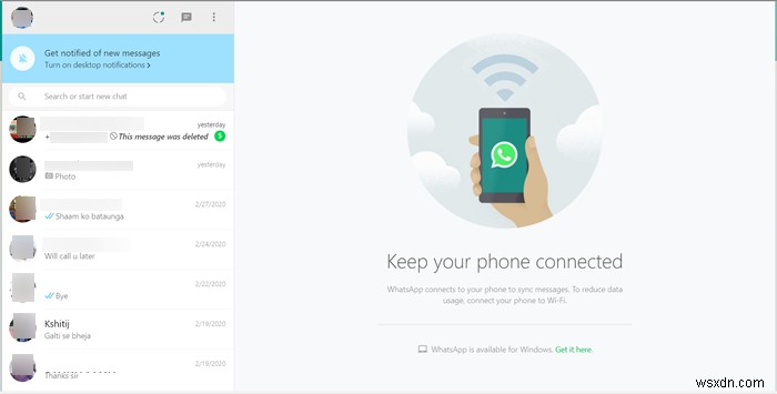 Cách sử dụng WhatsApp trong trình duyệt Edge trên Windows 10 