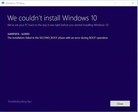 Sửa lỗi 0x800F081E - 0x20003 trong quá trình nâng cấp Windows 10 