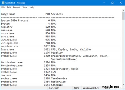 Cách tạo và in danh sách các Quy trình đang chạy trong Windows Task Manager 