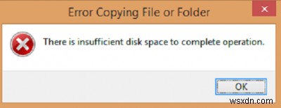 Không có đủ dung lượng đĩa để hoàn tất thao tác trên Windows 10 