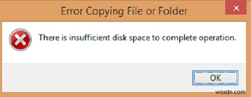 Không có đủ dung lượng đĩa để hoàn tất thao tác trên Windows 10 