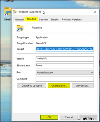Cách tạo Lối tắt trên màn hình cho Mục ưa thích trong Windows 10 