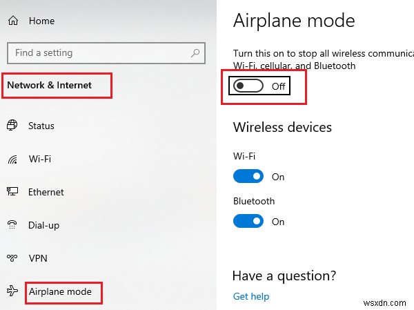 Windows 11/10 bị kẹt ở Chế độ trên máy bay 