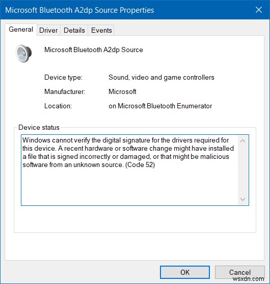 Nguồn Microsoft Bluetooth A2dp không hoạt động bình thường (Mã 52) 