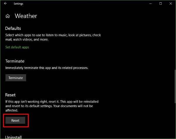 Ứng dụng thời tiết không hoạt động hoặc không mở trong Windows 11/10 