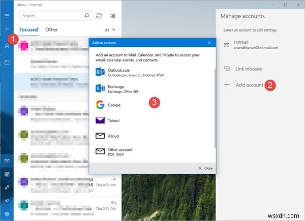Thiết lập và thêm nhiều tài khoản email vào Ứng dụng thư trong Windows 10 