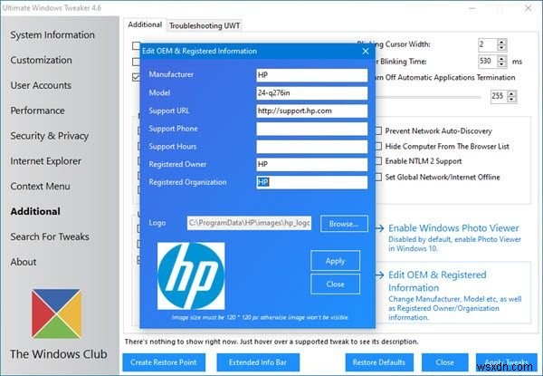 Cách thay đổi Thông tin về tổ chức và chủ sở hữu đã đăng ký trong Windows 10 