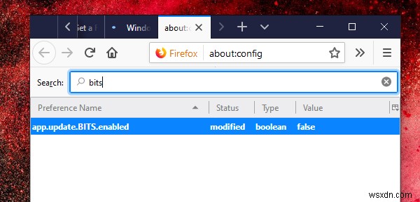 Chặn Firefox sử dụng Dịch vụ BITS của Windows để tải xuống các bản cập nhật 