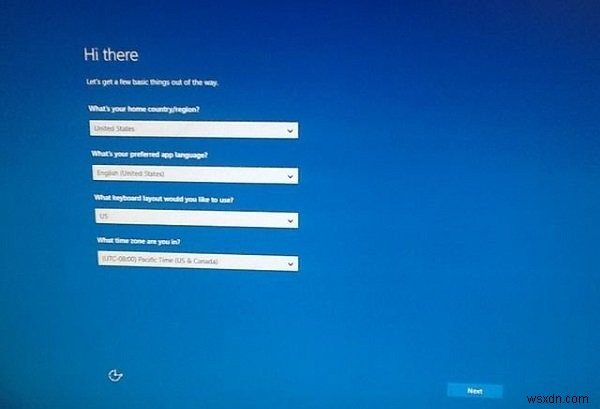 Windows 10 bị kẹt trên màn hình Hi there 