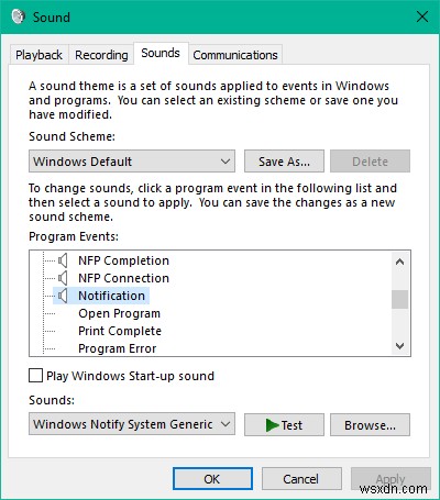 Cách đặt âm thanh thông báo tùy chỉnh trong Windows 10 