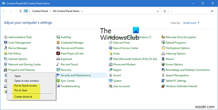 Cách tạo Lối tắt cho các ứng dụng Bảng điều khiển trong Windows 10 