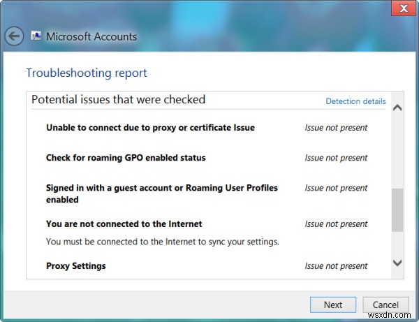 Trình gỡ rối tài khoản Microsoft:Khắc phục sự cố Cài đặt và đồng bộ hóa tài khoản Microsoft 